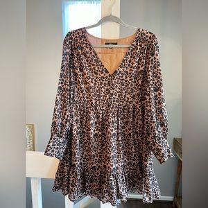 Leopard Print Babydoll Dress